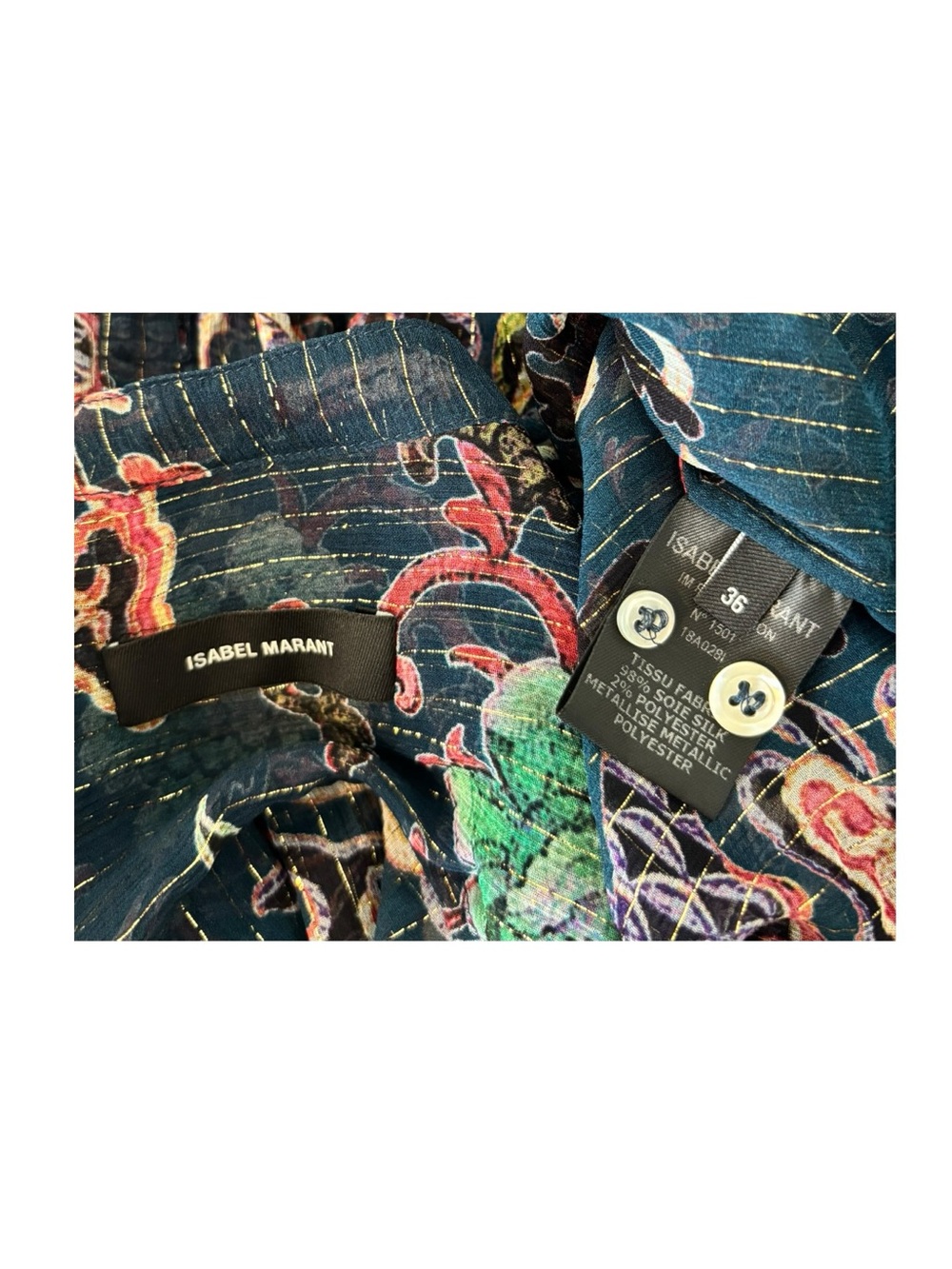 Isabel Marant Daws Dragon Print Silk Blend Top - Picture 4 of 4